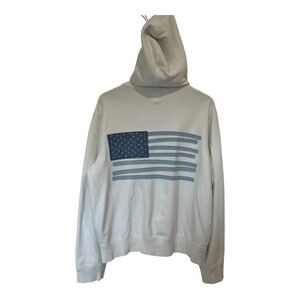 GAP Unisex Full Zip Hoodie White XL USA Flag Graphic Cottage Patriotic